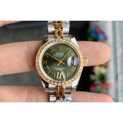 Ladies Rolex Datejust 28mm 279174 WF Best Edtion SS/YG Green Dial Diamond Bezel Roman Marker on SS/RG Jubilee Bracelet Eta2671 Ladies Rolex Datejust 28mm 279174 WF Best Edtion SS/YG Green Dial Diamond Bezel Roman Marker on SS/RG Jubilee Bracelet Eta2671