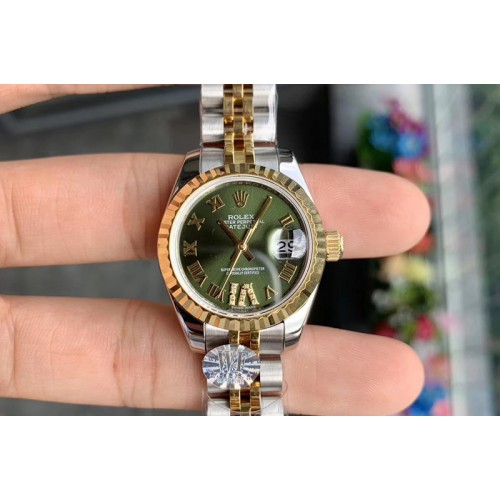 Ladies Rolex Datejust 28mm 279174 WF Best Edtion SS/YG Green Dial Fluted Bezel Roman Marker on SS/RG Jubilee Bracelet Eta2671 Ladies Rolex Datejust 28mm 279174 WF Best Edtion SS/YG Green Dial Fluted Bezel Roman Marker on SS/RG Jubilee Bracelet Eta2671