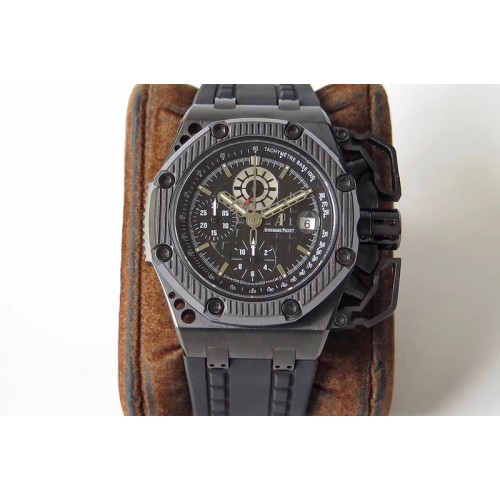 Audemars Piguet Royal Oak Offshore Survivor DLC Noob 1:1 Best Edition Black Dial On Black Rubber Strap (Free Black Leather Strap