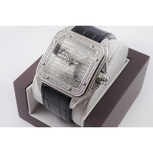 Cartier Santos WM505914 45mm Full Diamond SS/LE C9611MC Movement
