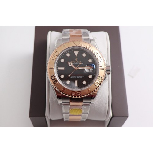 Rolex Yacht-Master 116621 D1F Black Dial on Rose Gold Wrapped SS/RG Bracelet A2836 Rolex Yacht-Master 116621 D1F Black Dial on Rose Gold Wrapped SS/RG Bracelet A2836