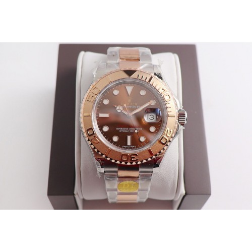 Rolex Yacht-Master 116621 D1F Brown Dial on Rose Gold Wrapped SS/RG Bracelet A2836 Rolex Yacht-Master 116621 D1F Brown Dial on Rose Gold Wrapped SS/RG Bracelet A2836