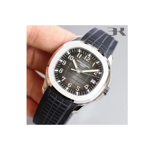 Patek Philippe Aquanaut 5167 SS 3KF Best Edition Gray Dial on Black Rubber Strap A324 Super Clone
