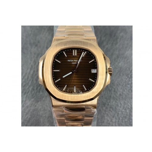 Patek Philippe Nautilus 5711/1R 3KF 1:1 Best Edition Brown Textured Dial on RG Bracelet 324CS