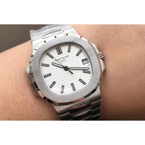 Patek Philippe Nautilus 5711/1A 3KF 1:1 Best Edition White Textured Dial on SS Bracelet A324 Super Clone