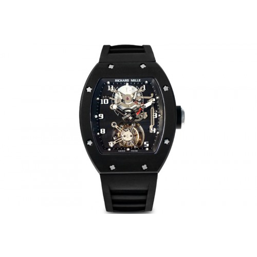 Richard Mille RM001 Tourbillon PVD JBF Best Edition Black Dial on Black Leather Strap Richard Mille RM001 Tourbillon PVD JBF Best Edition Black Dial on Black Leather Strap
