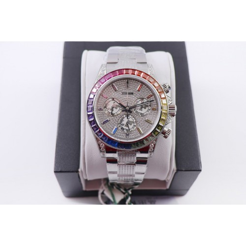 Rolex Daytona 116595RBOW SS Rainbow Crystal JHF Best Edition Diamonds Dial on RG Diamonds Bracelet A4130