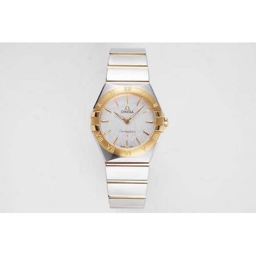 Omega Constellation Ladies SS/YG 28mm AF 1:1 Best Edition White Textured Dial on SS/YG Bracelet ETA Quartz Omega Constellation Ladies SS/YG 28mm AF 1:1 Best Edition White Textured Dial on SS/YG Bracelet ETA Quartz