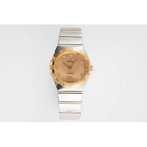 Omega Constellation Ladies SS/YG 28mm AF 1:1 Best Edition Gold Dial Diamonds Markers on SS/YG Bracelet ETA Quartz Omega Constellation Ladies SS/YG 28mm AF 1:1 Best Edition Gold Dial Diamonds Markers on SS/YG Bracelet ETA Quartz