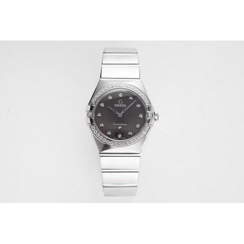 Omega Constellation Ladies SS 28mm AF 1:1 Best Edition Diamonds Bezel Gray Dial Diamonds Markers on SS Bracelet ETA Quartz Omega Constellation Ladies SS 28mm AF 1:1 Best Edition Diamonds Bezel Gray Dial Diamonds Markers on SS Bracelet ETA Quartz