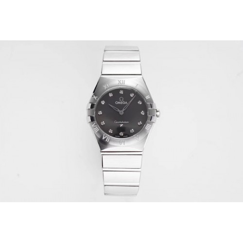 Omega Constellation Ladies SS 28mm AF 1:1 Best Edition Gray Dial Diamonds Markers on SS Bracelet ETA Quartz Omega Constellation Ladies SS 28mm AF 1:1 Best Edition Gray Dial Diamonds Markers on SS Bracelet ETA Quartz