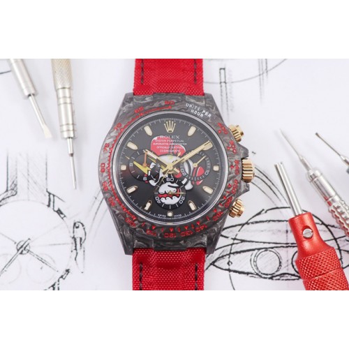 Rolex CronusArt X Daytona DIW WWF Best Edition Full Carbon Case Black Dial on Red Nylon Strap A7750
