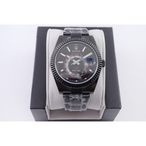 Rolex Sky Dweller DIW Custom World Timer Watches Black Dial in Black Case