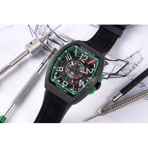 Franck Muller Vanguard Racing Carbon OXF Best Edition Green Skeleton Dial on Black Rubber Strap NH35A Franck Muller Vanguard Racing Carbon OXF Best Edition Green Skeleton Dial on Black Rubber Strap NH35A