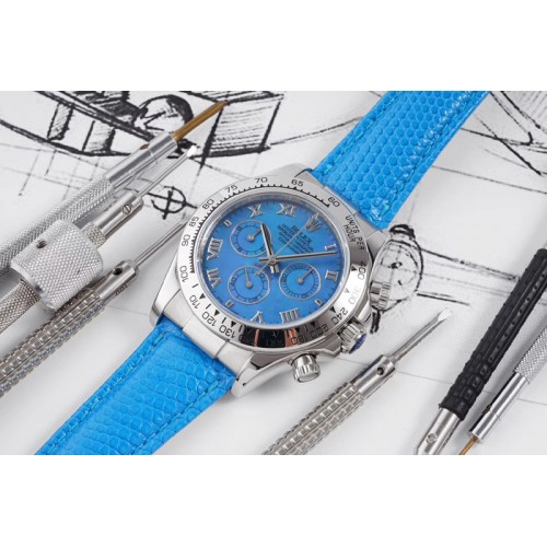Rolex Daytona 116519 OXF Best Edition Blue Dial on Blue Leather Strap A7750 Rolex Daytona 116519 OXF Best Edition Blue Dial on Blue Leather Strap A7750