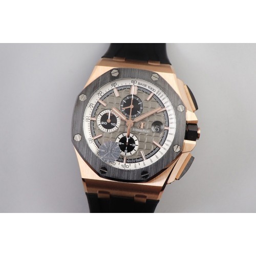 Audemars Piguet Royal Oak Offshore 26416 44mm RG V2 JF 1:1 Best Edition Gray Dial RG Markers on Rubber Strap A3126