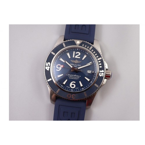 Breitling Superocean Automatic 44 TF 1:1 Best Edition Blue Dial Blue Bezel on Blue Rubber Strap A2824