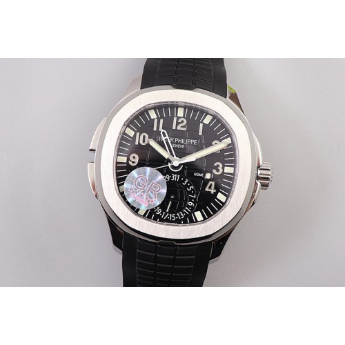 Patek Philippe Aquanaut 5164A SS GRF Best Edition Black Dial on Black Rubber Strap A324 V2