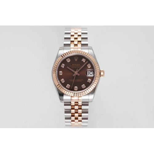 Rolex Datejust 31mm 178274 SS/YG GSF Best Edition Brown Crystal Markers Dial on SS/YG Jubilee Bracelet SEIKO NH05A