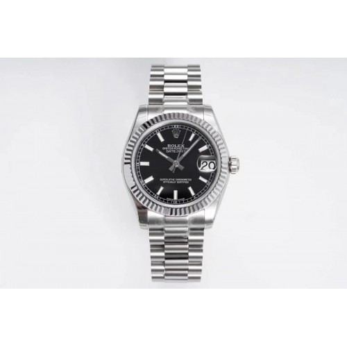Rolex Datejust 31mm 178274 SS GSF Best Edition Black Stick Markers Dial on SS President Bracelet SEIKO NH05A