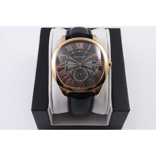 Cartier Drive de SS GSF 1:1 Best Edition Gray Textured Dial on Black Leather Strap A23J to 1904-PS MC V2