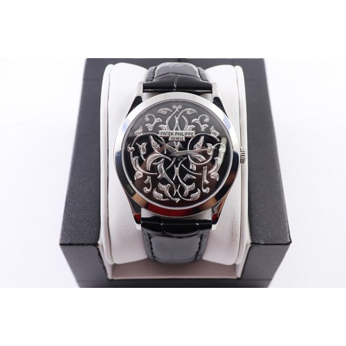Patek Philippe Calatrava 5088 SS FLF Best Edition Style 1 on Black Leather Strap A240 (Micro Rotor)
