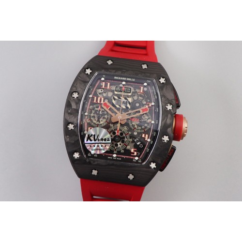 RM011 NTPT Chrono Lotus KVF 1:1 Best Edition Crystal Dial on Red Rubber Strap A7750 V2