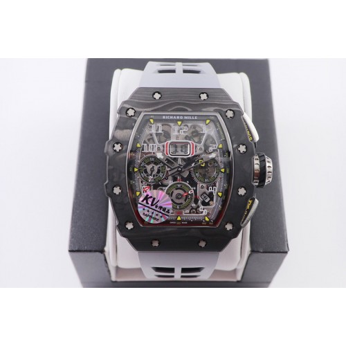 Richard Mille RM011 NTPT Chrono KVF 1:1 Best Edition Crystal Dial on Gray Rubber Strap A7750 V2 Richard Mille RM011 NTPT Chrono KVF 1:1 Best Edition Crystal Dial on Gray Rubber Strap A7750 V2