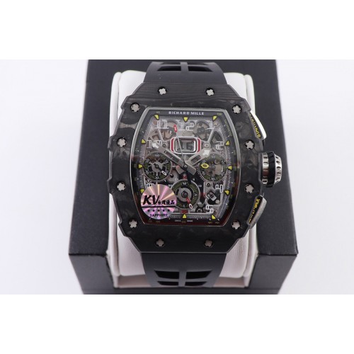 RM011 NTPT Chrono KVF 1:1 Best Edition Crystal Dial on Black Rubber Strap A7750 V2