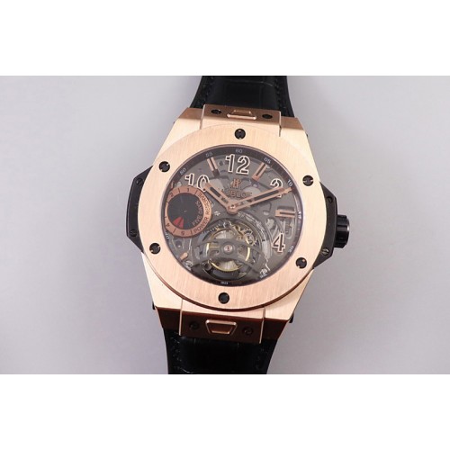 Hublot Big Bang Tourbillon King 45mm RG MJF Best Edition Skeleton Dial on Black Rubber Strap