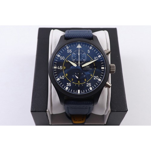 IWC Pilot Chrono Top Gun IW389001 Real Ceramic YL 1:1 Best Edition Blue Dial on Blue nylon strap A7750 IWC Pilot Chrono Top Gun IW389001 Real Ceramic YL 1:1 Best Edition Blue Dial on Blue nylon strap A7750