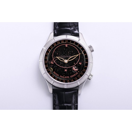 Patek Philippe Grand Complications 6102P Moon SS OXF Best Edition Black Dial on Black Leather Strap A240 Patek Philippe Grand Complications 6102P Moon SS OXF Best Edition Black Dial on Black Leather Strap A240