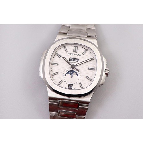 Patek Philippe Nautilus 5726 Complicated SS GRF 1:1 Best Edition White Textured Dial on SS Bracelet A324