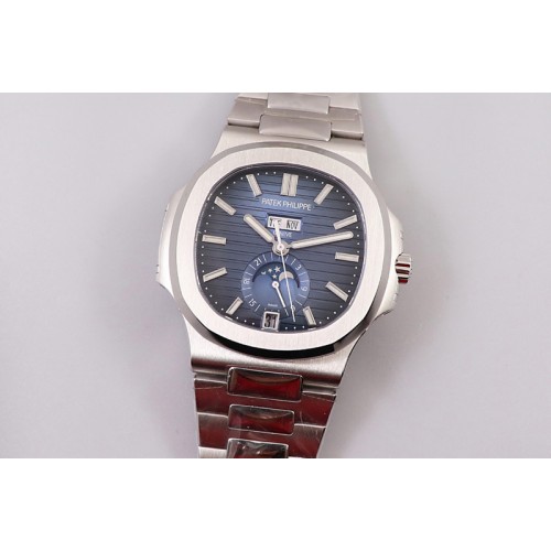 Patek Philippe Nautilus 5726 Complicated SS GRF 1:1 Best Edition Blue Textured Dial on SS Bracelet A324