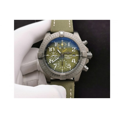 Breitling Avenger Bandit V13317 Titanium DLC B50 Best Edition Green Dial Numbers Makers on Green Nylon strap A7750 Breitling Avenger Bandit V13317 Titanium DLC B50 Best Edition Green Dial Numbers Makers on Green Nylon strap A7750