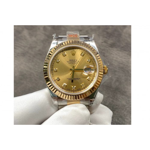 Rolex DateJust 41 126333 SS/YG Wrapped GM Best Edition Gold Crystals Makers Dial on SS/YG Wrapped Oyster Bracelet Swiss2836