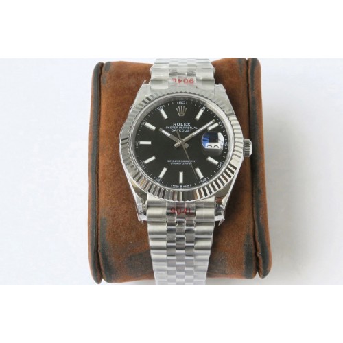 Rolex DateJust 41 126334 VRF 1:1 Best Edition 904L Steel Black Dial Stick Markers on SS Jubilee Bracelet A3235