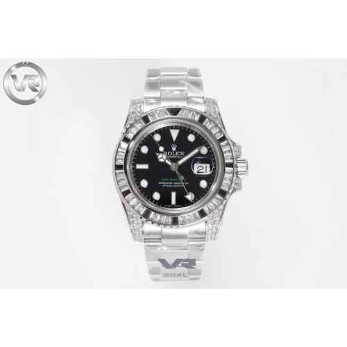 Rolex GMT Master II 126710 White/Black T Crystal VRF Best Edition Black Dial On SS Bracelet  3186 CHS