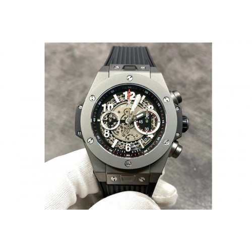 Hublot Big Bang Unico Black Ceramic HBF 1:1 Best Edition Black Skeleton Dial on Black Rubber Strap A1242