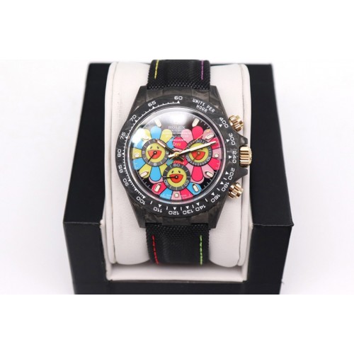 Rolex Daytona Diw Carbon V2 WWF Best Edition Black/Pink Dial On Orange Nylon Strap A7750 Rolex Daytona Diw Carbon V2 WWF Best Edition Black/Pink Dial On Orange Nylon Strap A7750