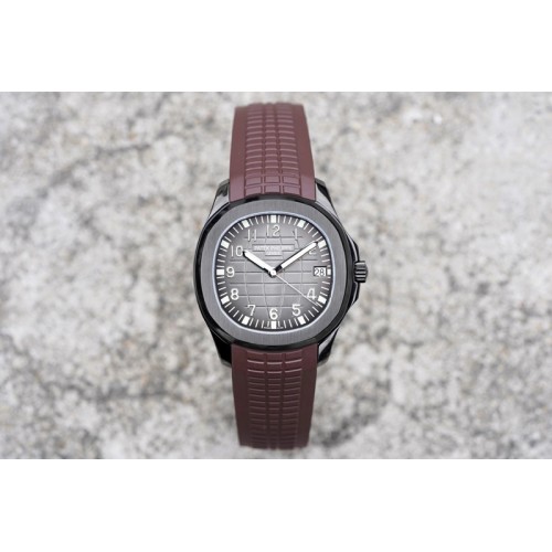 Patek Philippe Aquanaut Jumbo 5167A DLC ZF 1:1 Best Edition Black Dial on Brown Rubber Strap 324CS(Free Box)