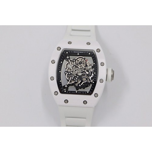 Richard Mille RM055 White Ceramic KVF Best Edition Skeleton Dial White on White Rubber Strap MIYOTA8215 V3 Richard Mille RM055 White Ceramic KVF Best Edition Skeleton Dial White on White Rubber Strap MIYOTA8215 V3