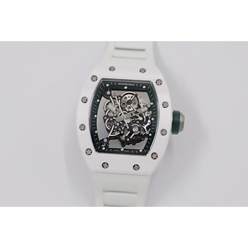 Richard Mille RM055 White Ceramic KVF Best Edition Skeleton Dial Green on White Rubber Strap MIYOTA8215 V3 Richard Mille RM055 White Ceramic KVF Best Edition Skeleton Dial Green on White Rubber Strap MIYOTA8215 V3