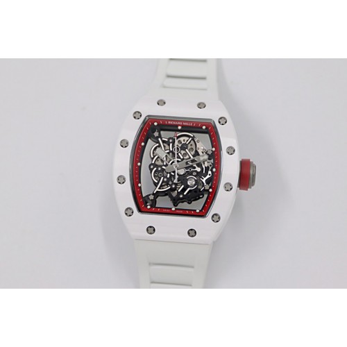 Richard Mille RM055 White Ceramic KVF Best Edition Skeleton Dial Red on White Rubber Strap MIYOTA8215 V3 Richard Mille RM055 White Ceramic KVF Best Edition Skeleton Dial Red on White Rubber Strap MIYOTA8215 V3