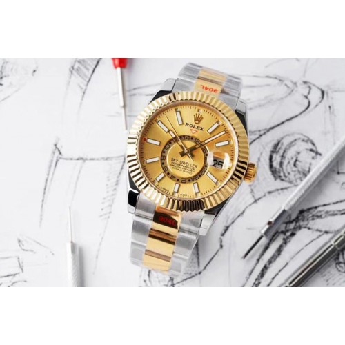 Rolex Sky-Dweller 326934 SS/YG AIF Gold Dial on SS/YG Bracelet A23J to 9001