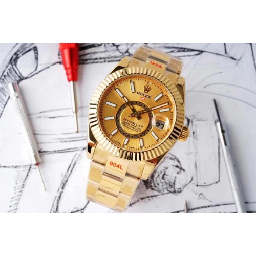 Rolex Sky-Dweller 326934 YG AIF Gold Dial on YG Bracelet A23J to 9001