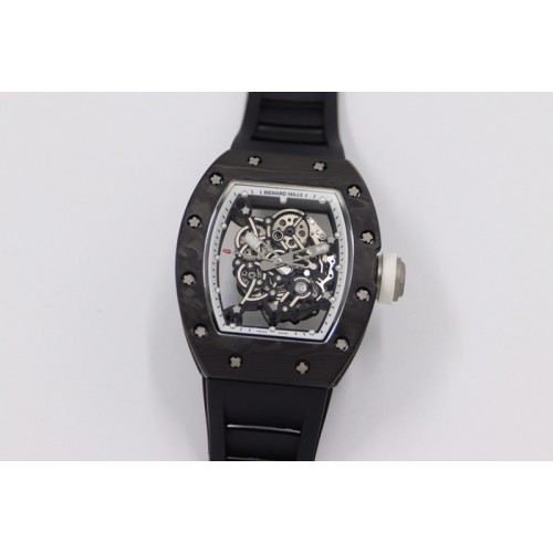 Richard Mille RM055 NTPT KVF Best Edition Skeleton Dial White Crown on Black Rubber Strap MIYOTA8215 V3 Richard Mille RM055 NTPT KVF Best Edition Skeleton Dial White Crown on Black Rubber Strap MIYOTA8215 V3