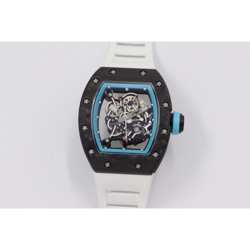 Richard Mille RM055 NTPT KVF Best Edition Skeleton Dial Blue on White Rubber Strap MIYOTA8215 V3 Richard Mille RM055 NTPT KVF Best Edition Skeleton Dial Blue on White Rubber Strap MIYOTA8215 V3