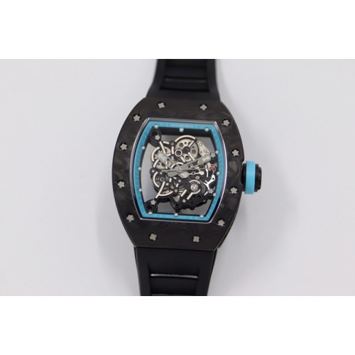 Richard Mille RM055 NTPT KVF Best Edition Skeleton Dial Blue on Black Rubber Strap MIYOTA8215 V3