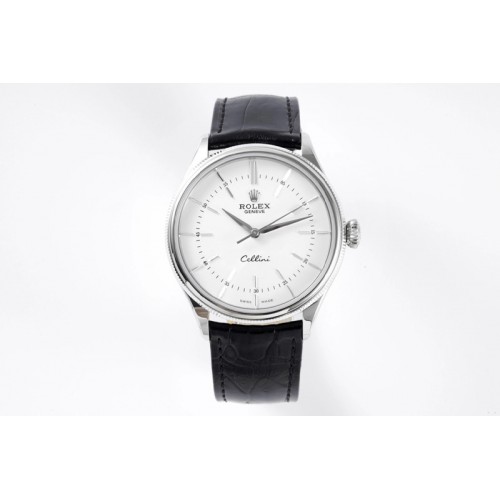 Rolex Cellini SS KZF 1:1 Best Edition White Dial Sticks Markers on Black Leather Strap SA3132 Rolex Cellini SS KZF 1:1 Best Edition White Dial Sticks Markers on Black Leather Strap SA3132